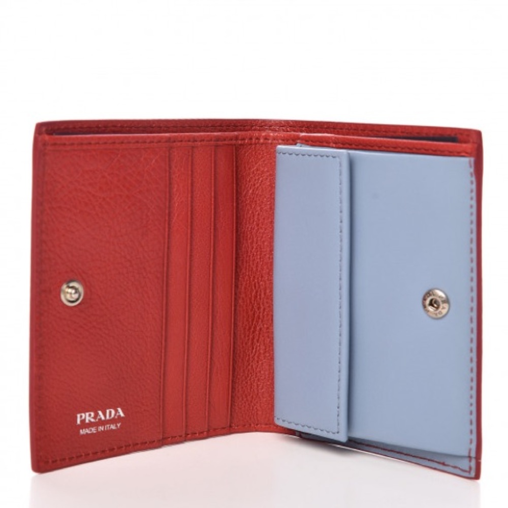 Prada Red Leather Compact Wallet - Picture 2 of 6